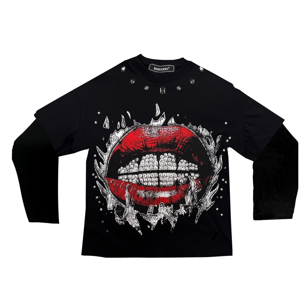 LONGSLEEVE “LUXURIOUS” WH/BK - BK/BK