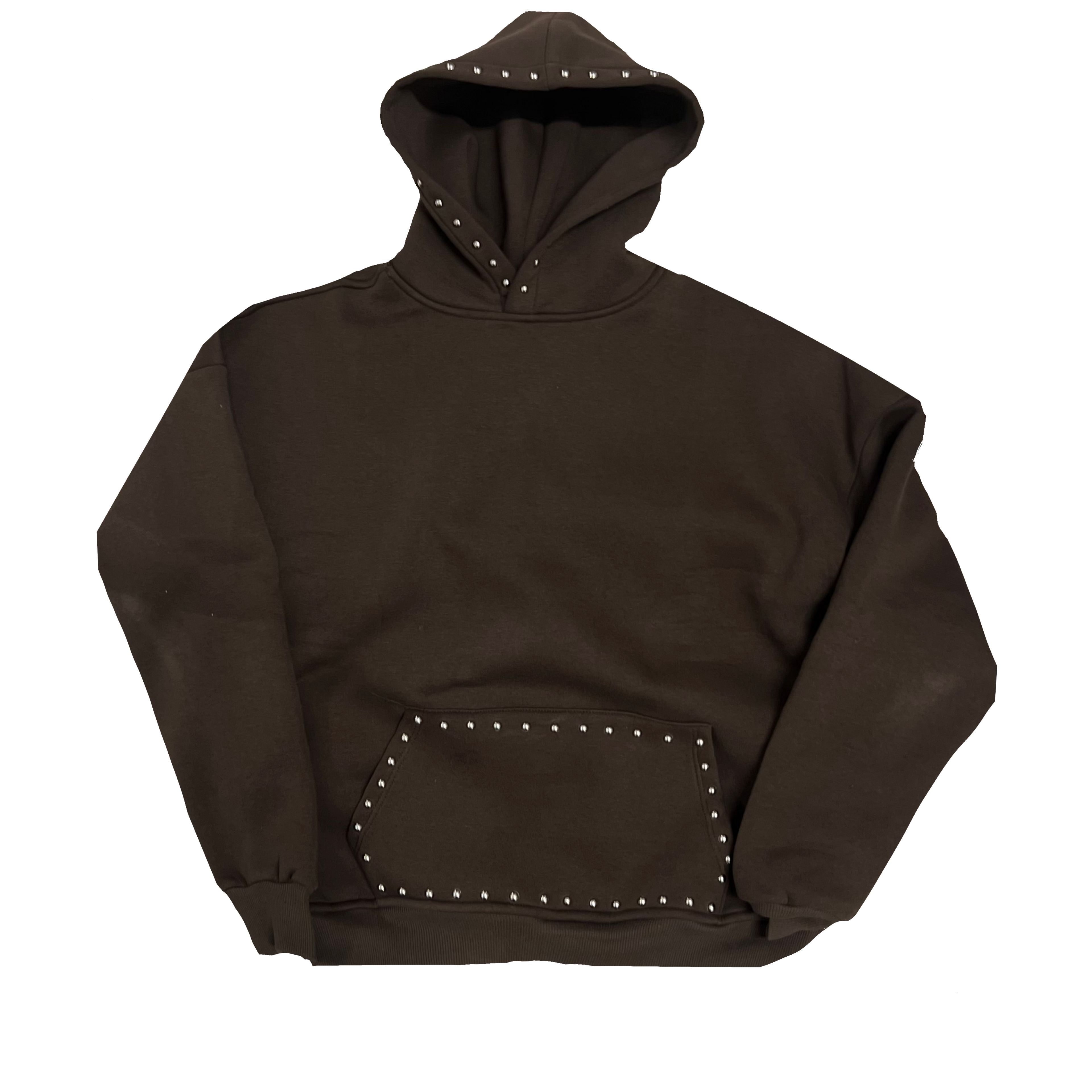 STUDDED COMFY HOODIE BROWN