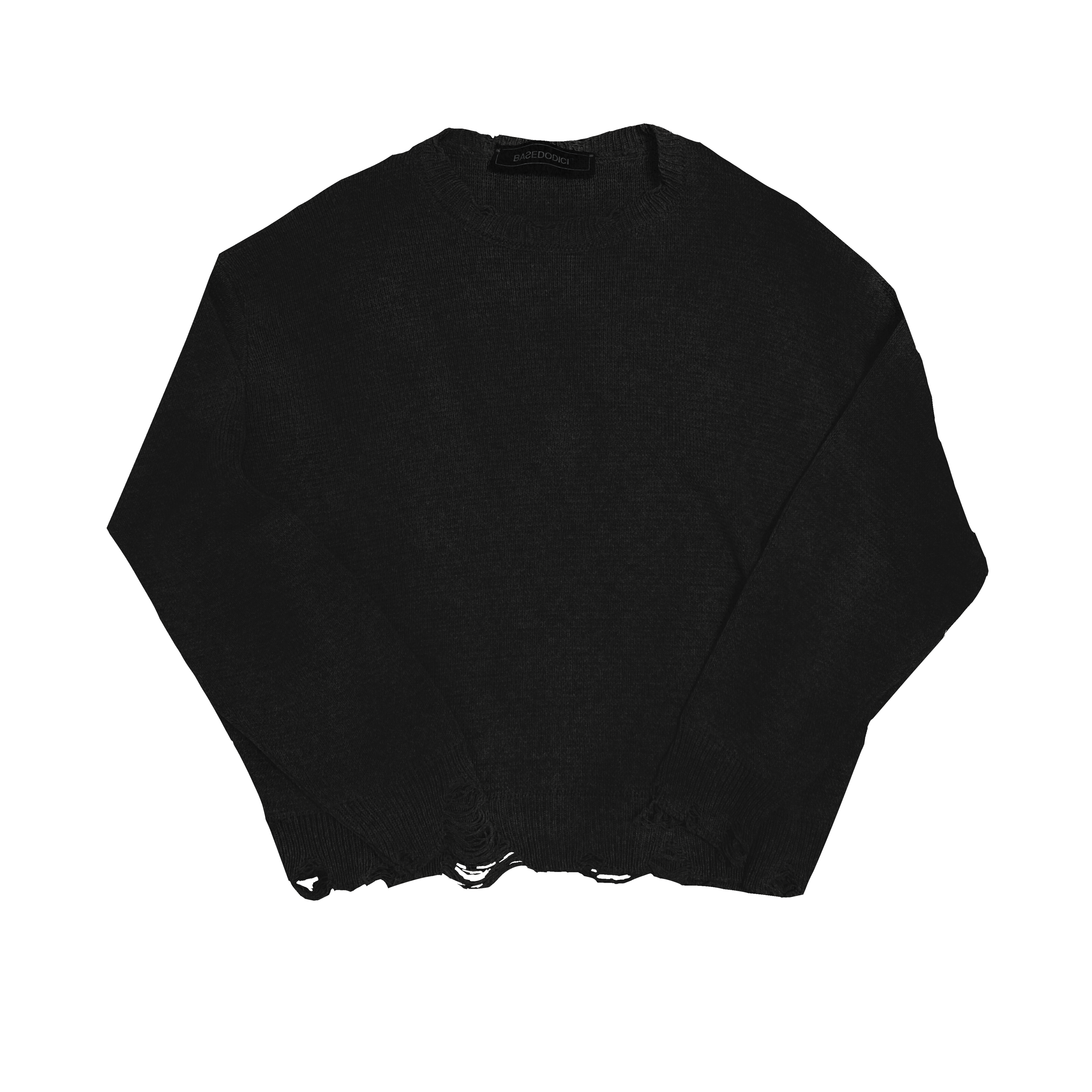 MAGLIONE DISTRESSED CROPPED BLACK