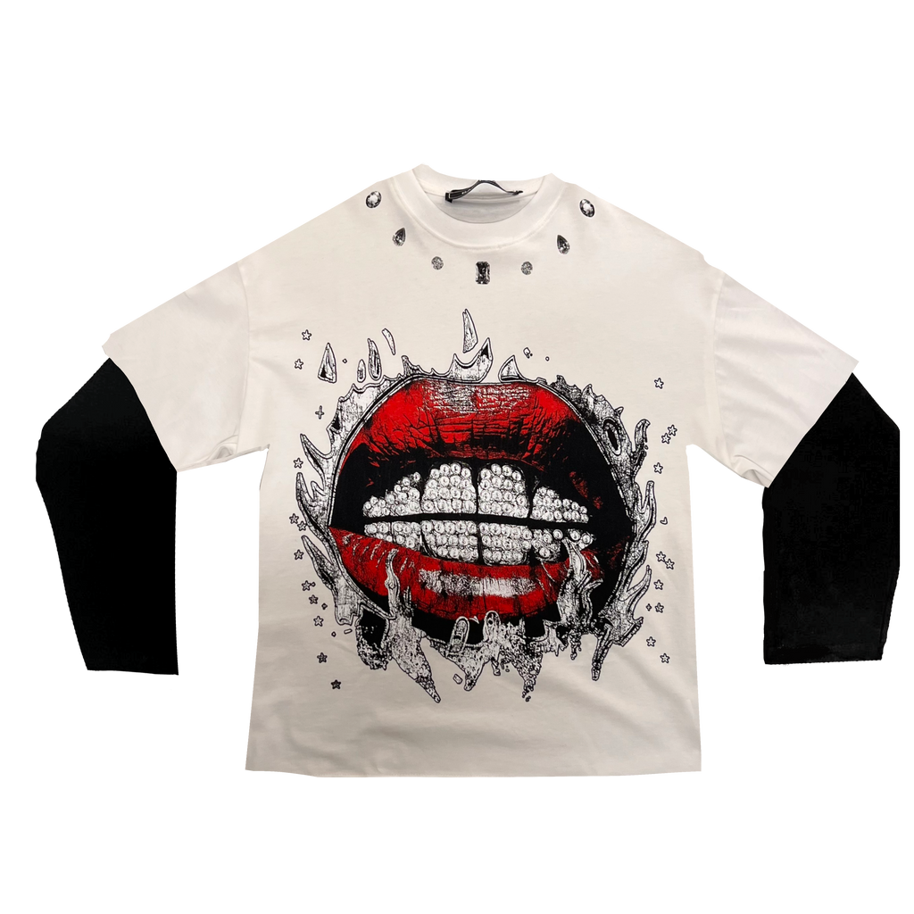 LONGSLEEVE “LUXURIOUS” WH/BK - BK/BK