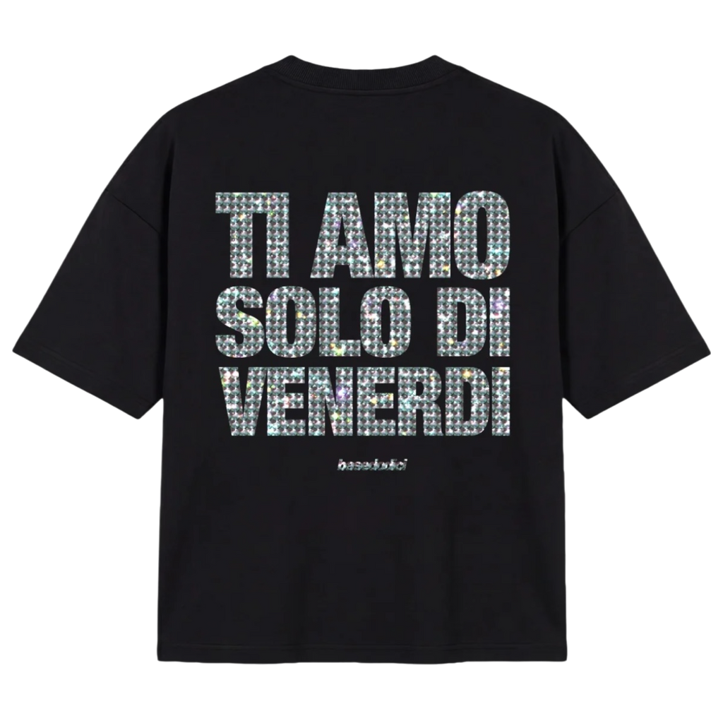 T-SHIRT "COPY&PASTE" TIAMOVENERDÌ BLACK/GLITTER