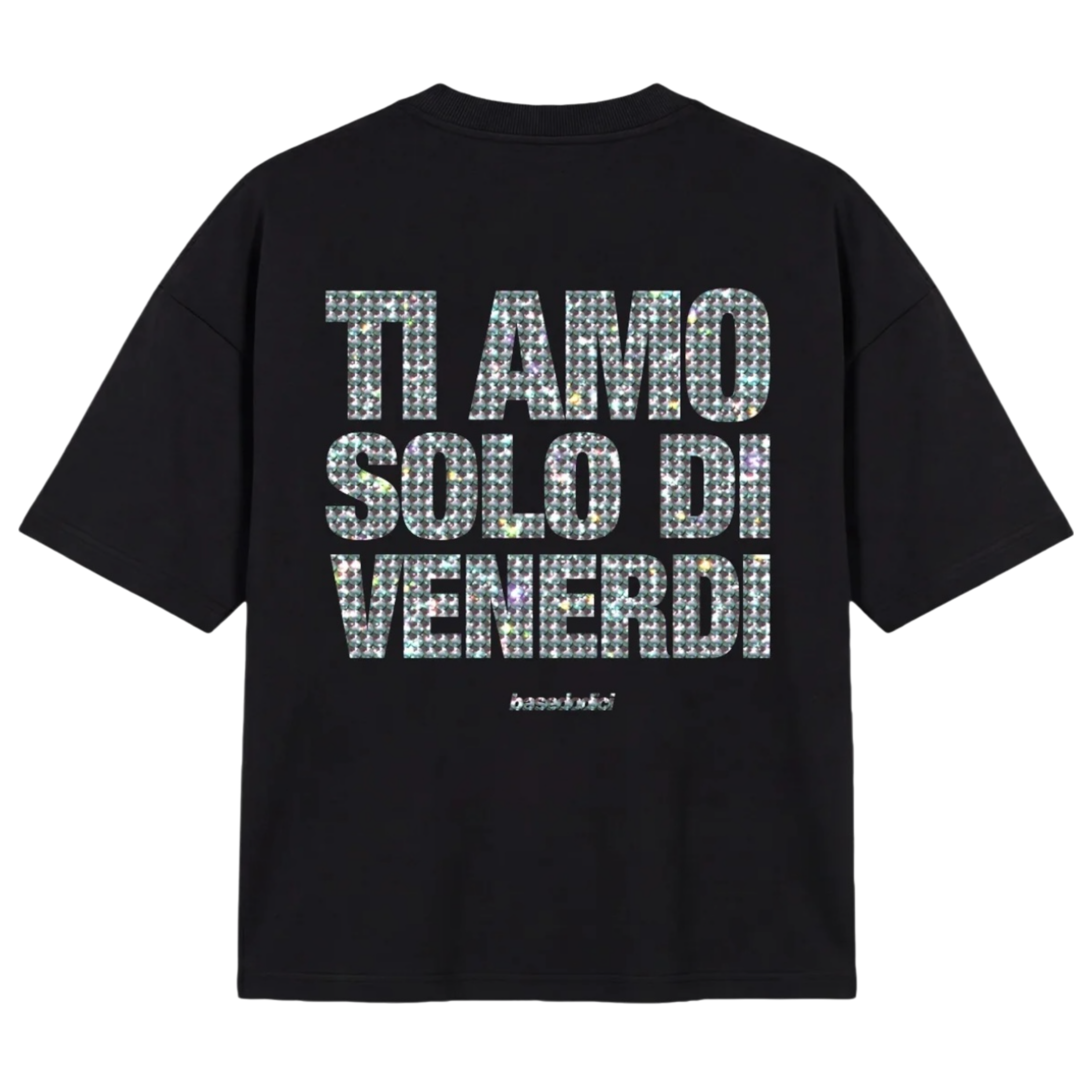 T-SHIRT "COPY&PASTE" TIAMOVENERDÌ BLACK/GLITTER