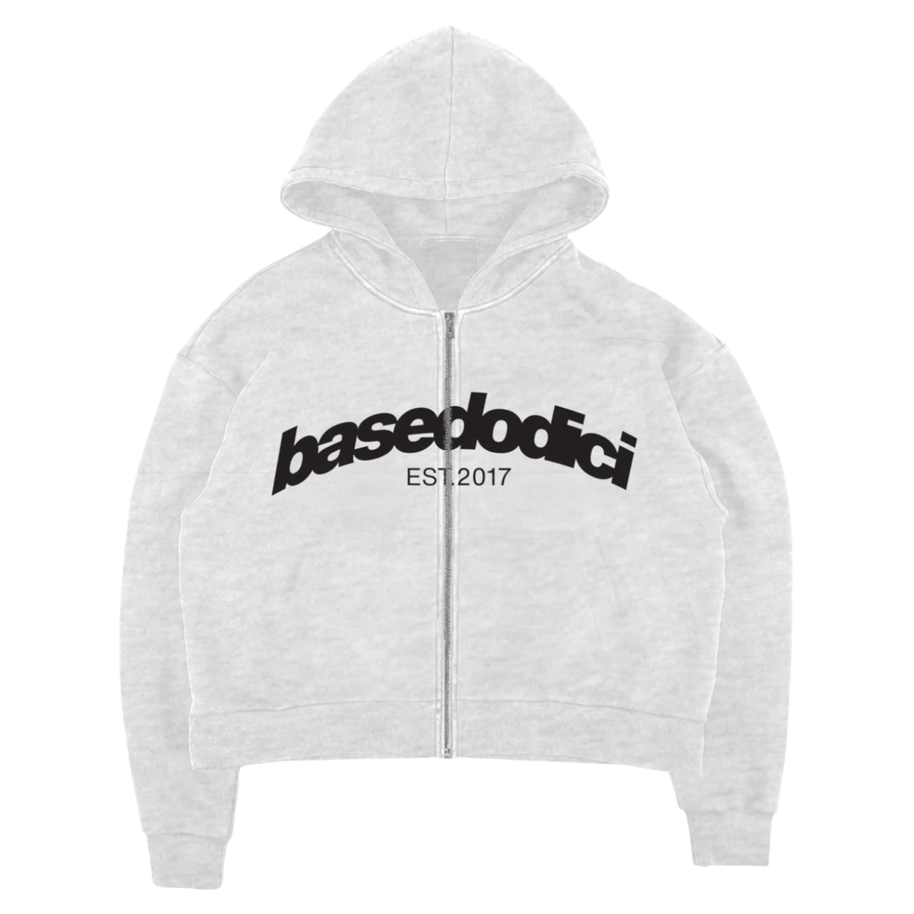 FULL ZIP “COMFY” FRONT LOGO ASHGREY/BLACK