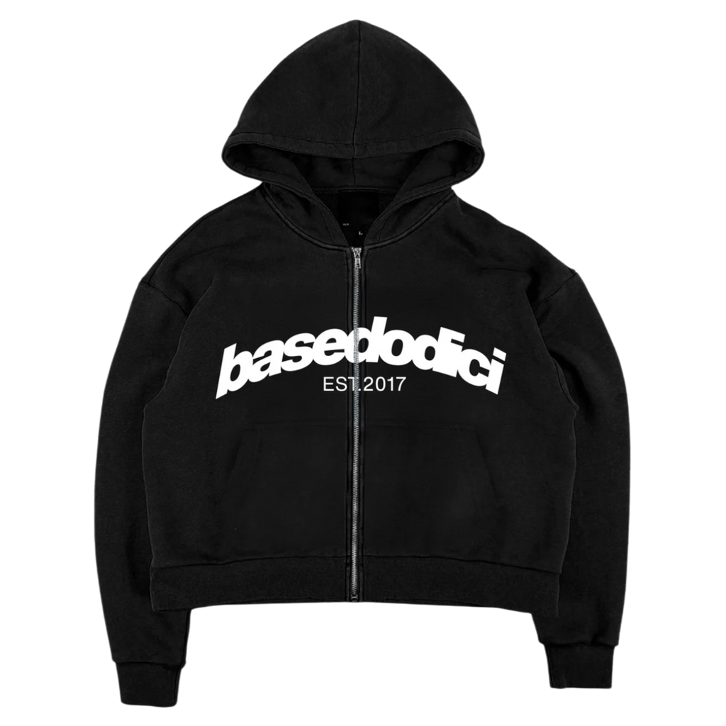 FULL ZIP “COMFY” FRONT LOGO BLACK/WHITE