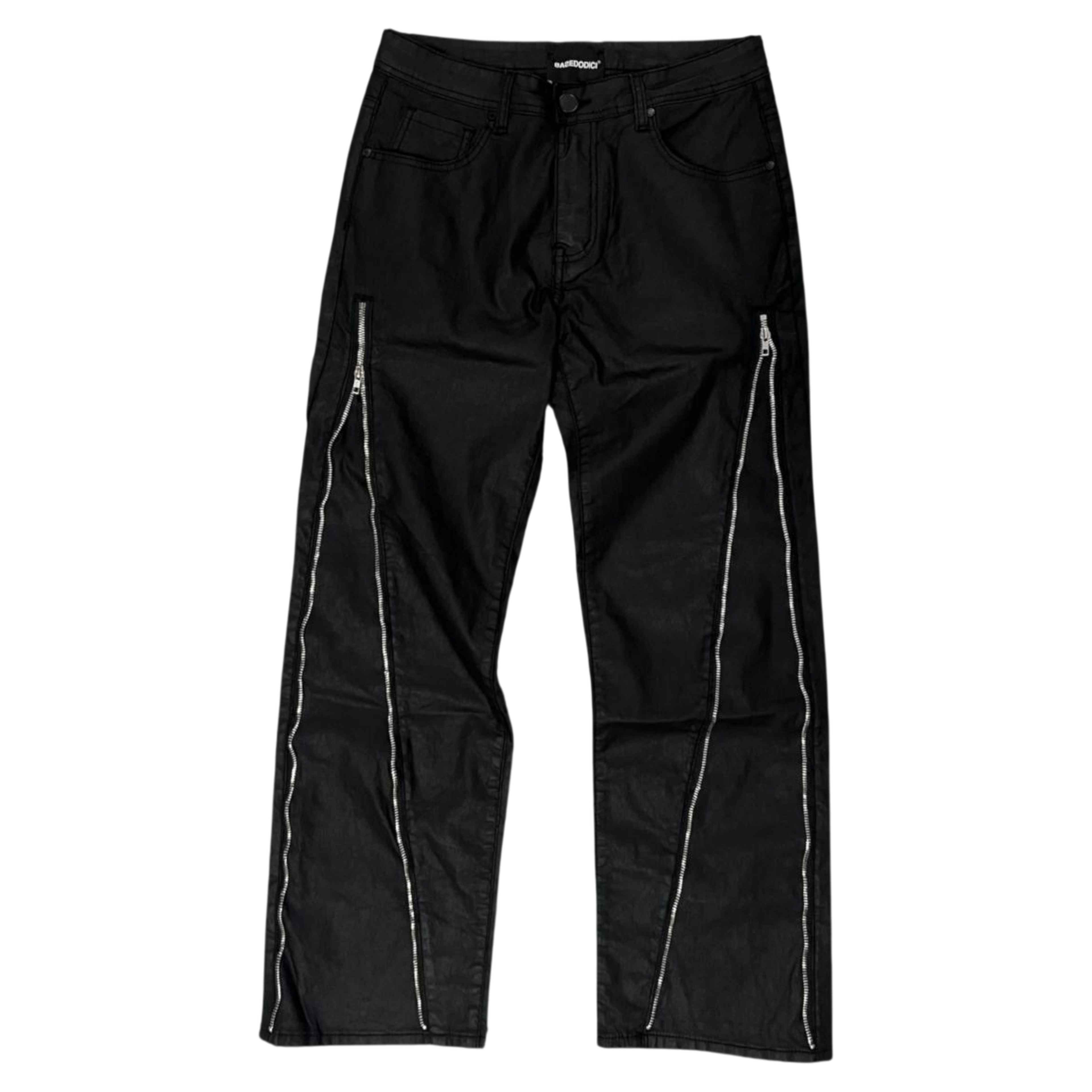 JEANS LEATHER ZIP BLACK