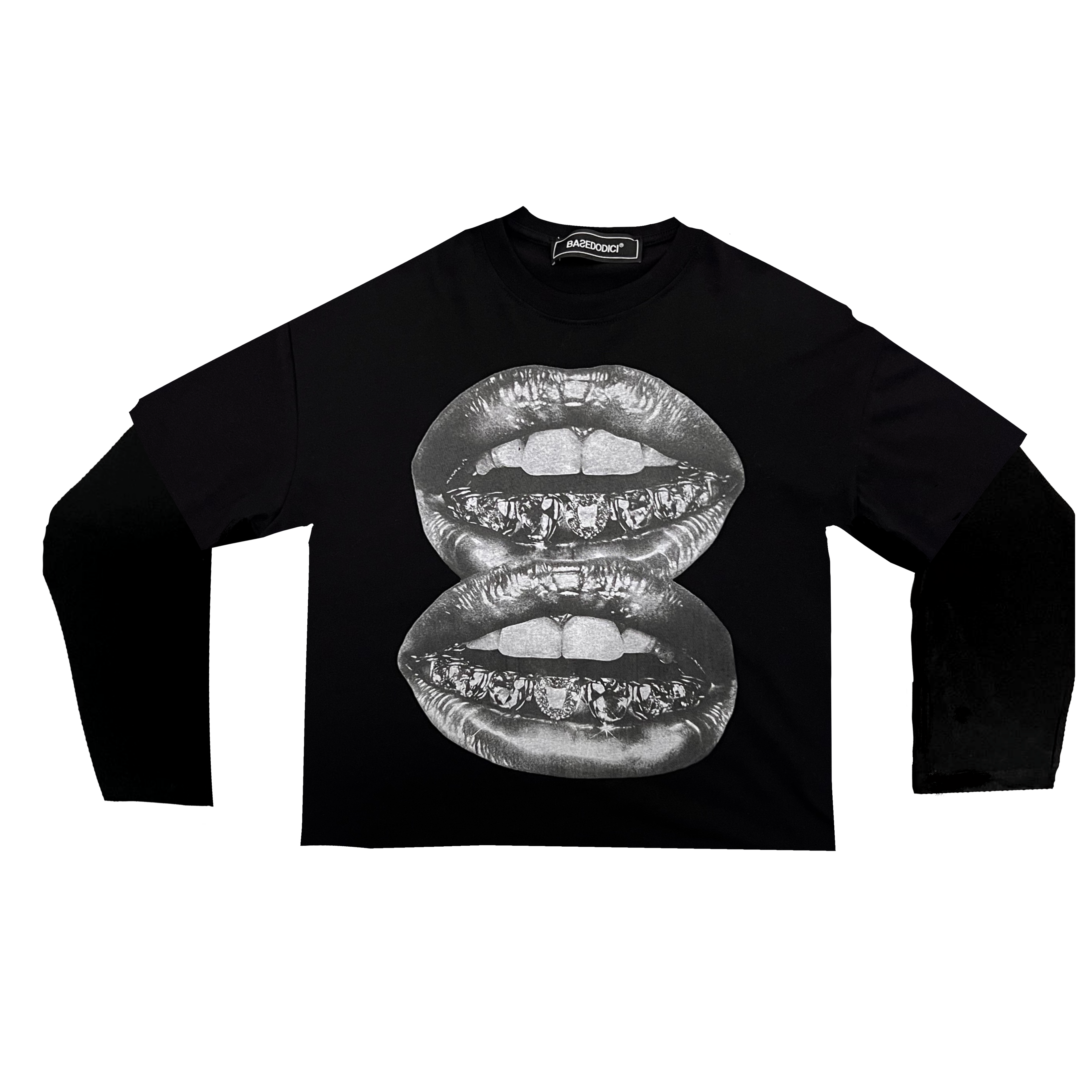 LONGSLEEVE “GREYSCALE MOUTHS” BLACK - WHITE