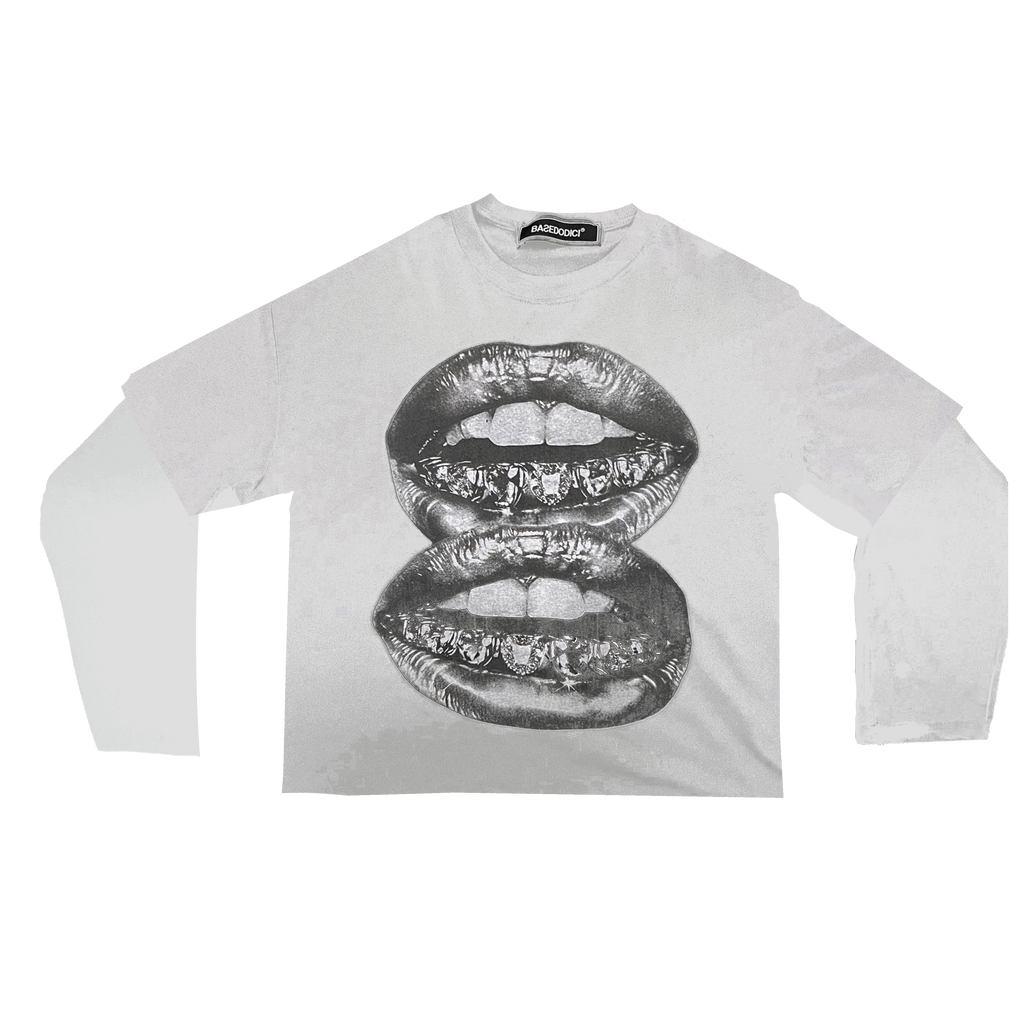 LONGSLEEVE “GREYSCALE MOUTHS” BLACK - WHITE