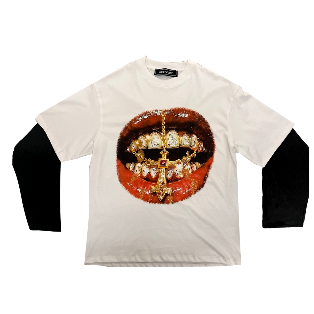 LONGSLEEVE “GOLDEN KISS” WH/BK - BK/WH