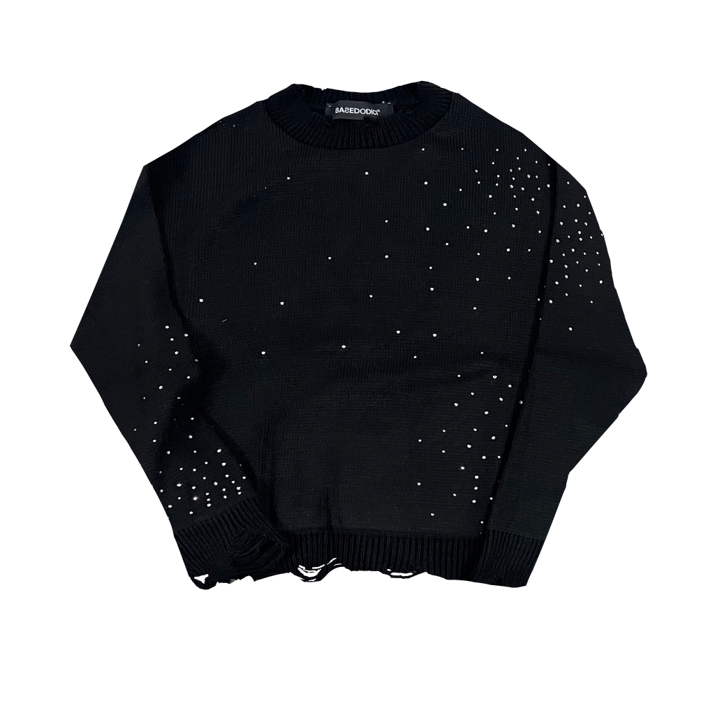 MAGLIONE DIAMOND DISTRESSED CROPPED BLACK