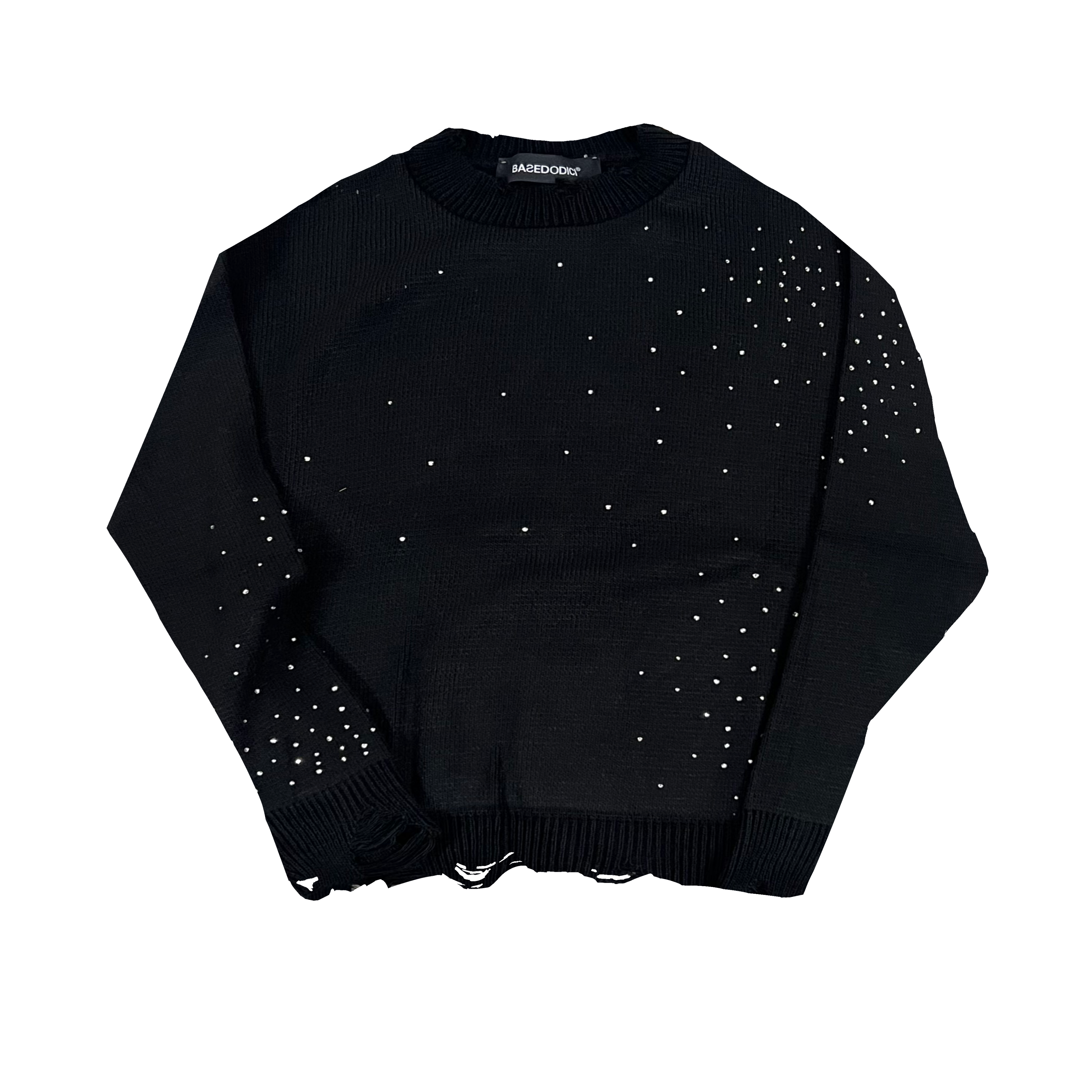 MAGLIONE DIAMOND DISTRESSED CROPPED BLACK