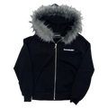 FUR HOOD ZIP HOODIE WHITE/BLACK