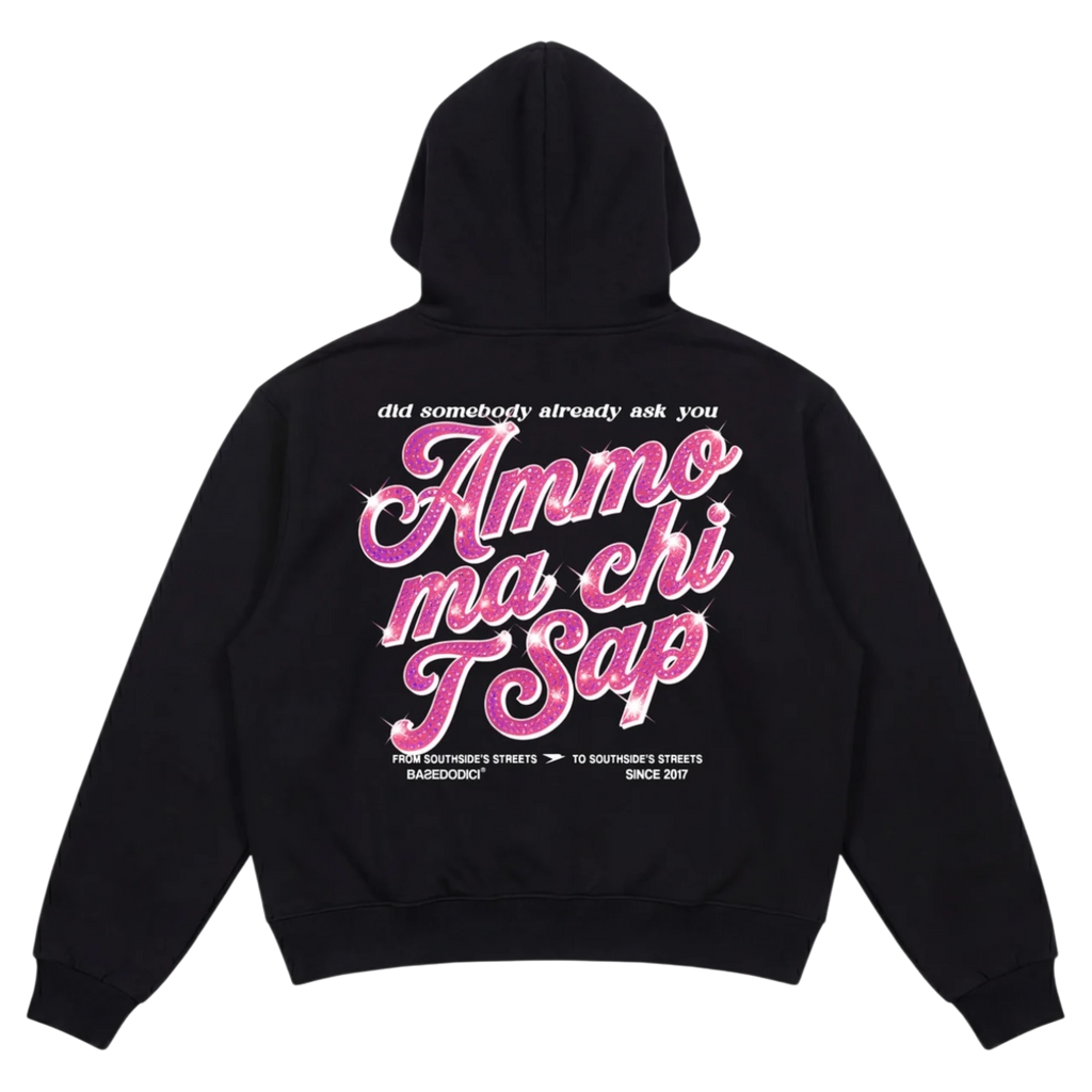 HOODIE "AMMO" CHI'T'SAP BLACK/GLITTERPINKITALIC