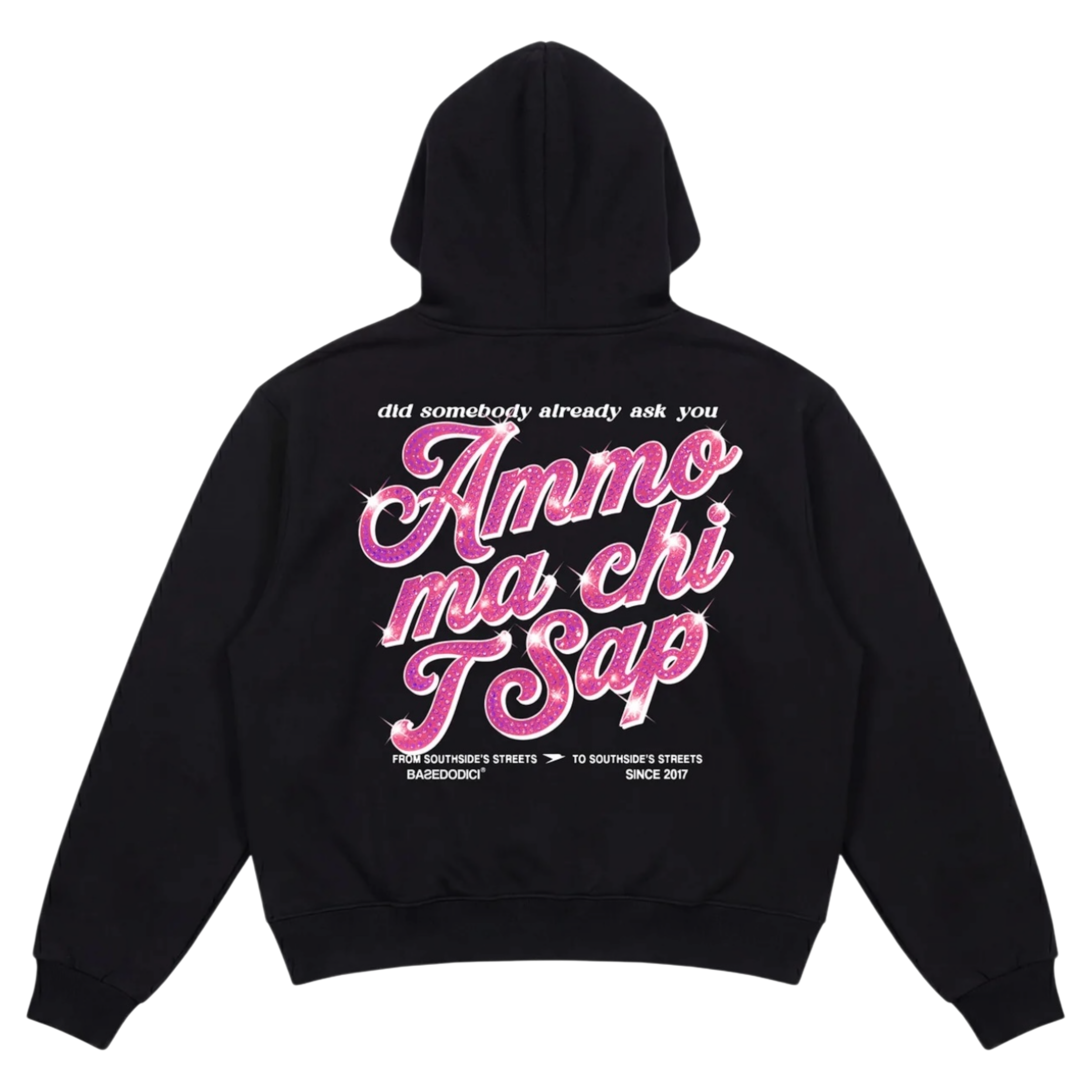 HOODIE "AMMO" CHI'T'SAP BLACK/GLITTERPINKITALIC