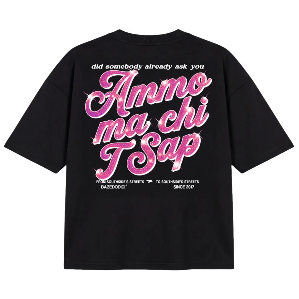 T-SHIRT "AMMO" CHI'T'SAP BLACK/GLITTERPINKITALIC