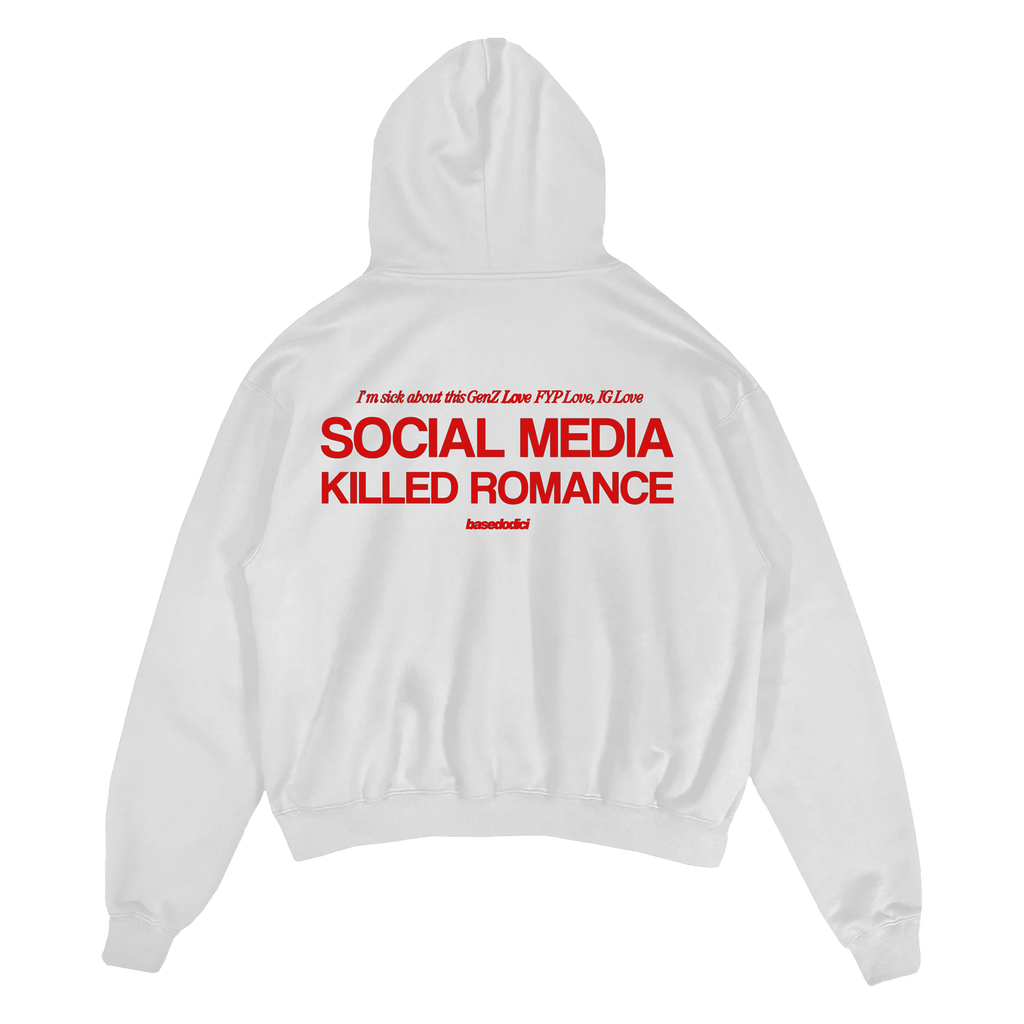 HOODIE “KILLED ROMANCE” WHITE/RED